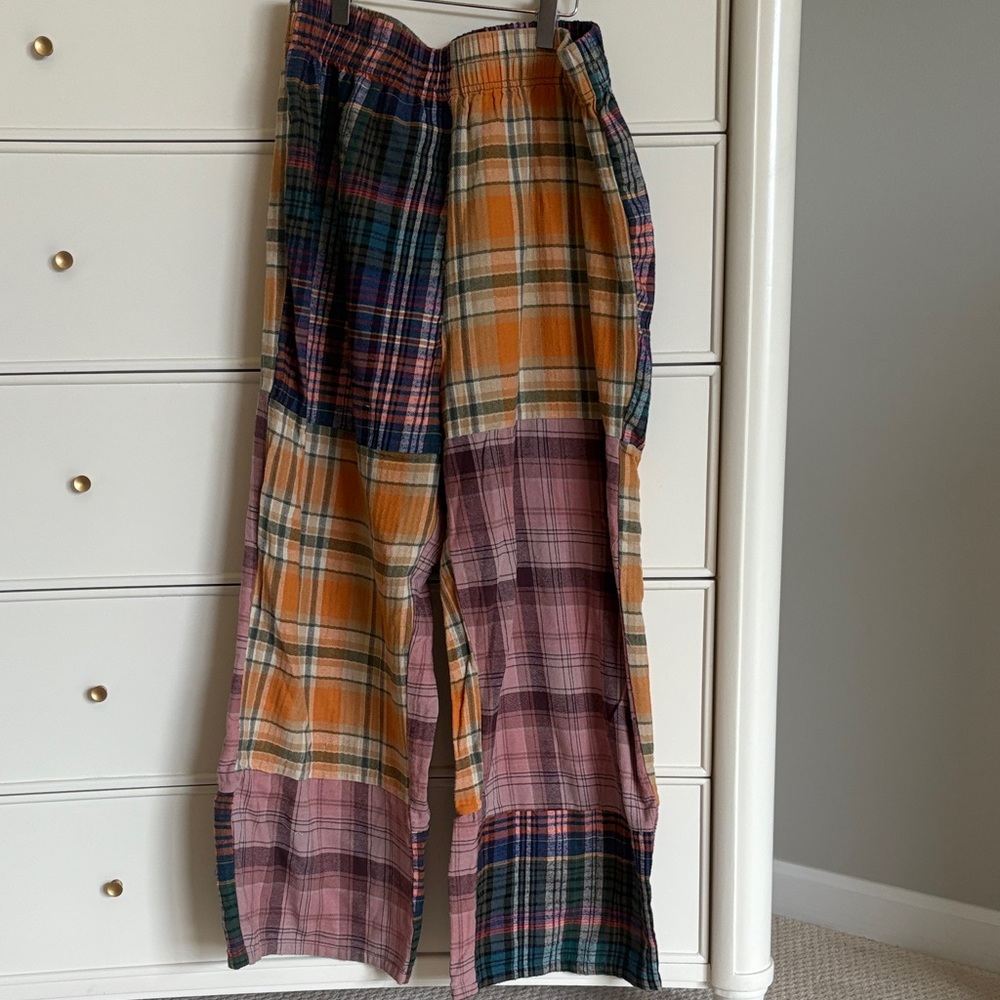 Natural Life Colorful Plaid Patchwork Pants